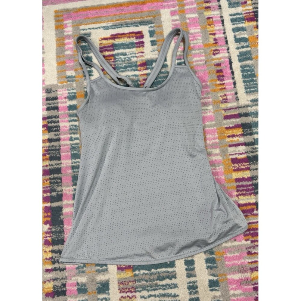 Athleta Full Force Breathable Tank Top Slate Grey Built in Bra Torn Tag Sz Small